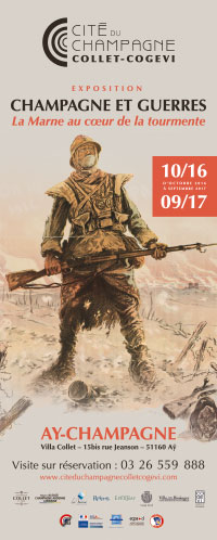 Affiche de l'exposition Champagne et Guerres. La Marne au cœur de la tourmente